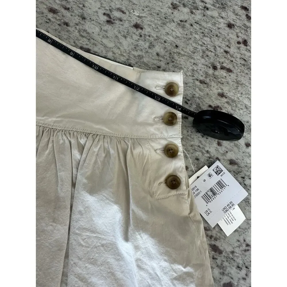 American Eagle Beige Bubble Skort High Rise Button Ruffle Pockets 0